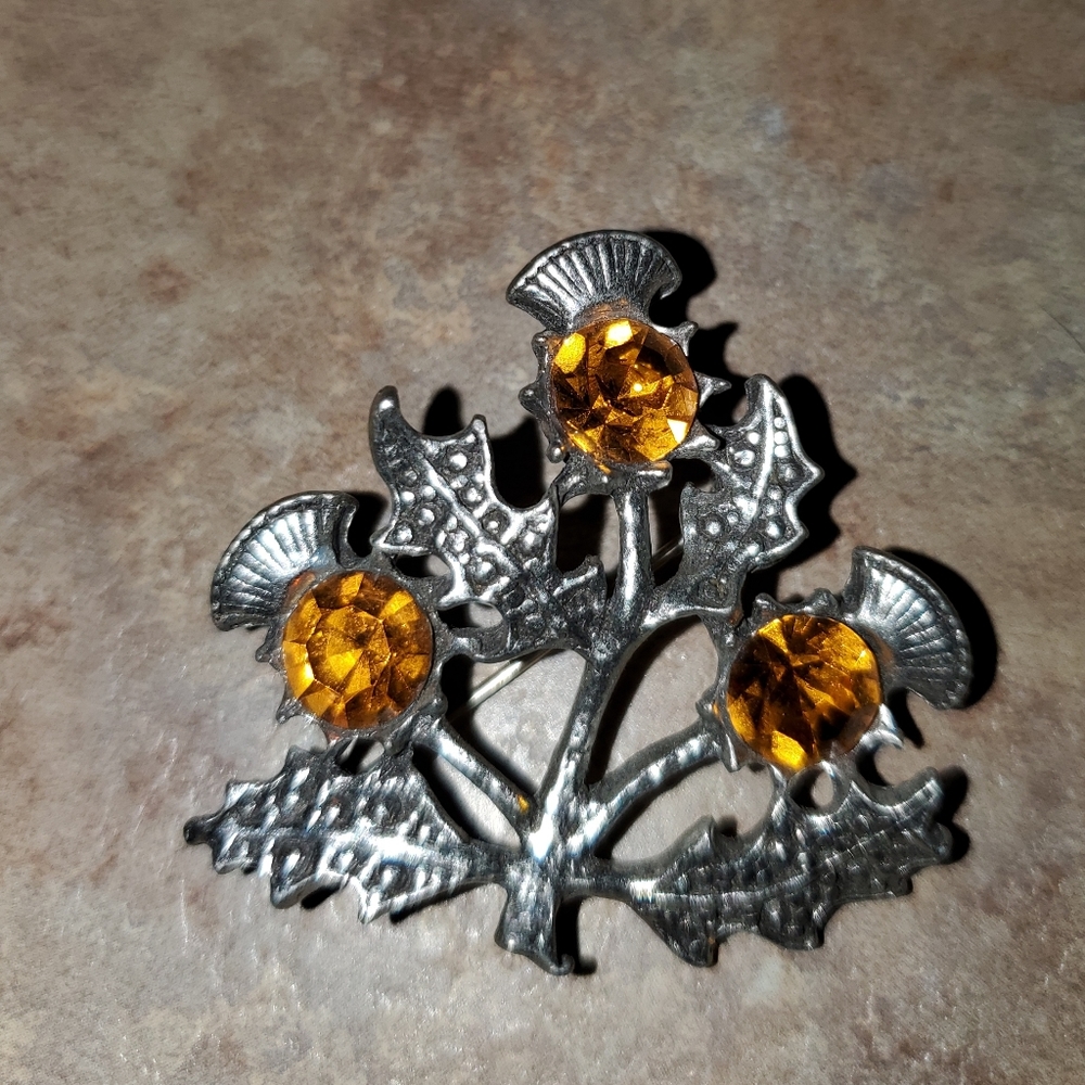Vintage Designer Signed Miracle Thistle Brooch Pin